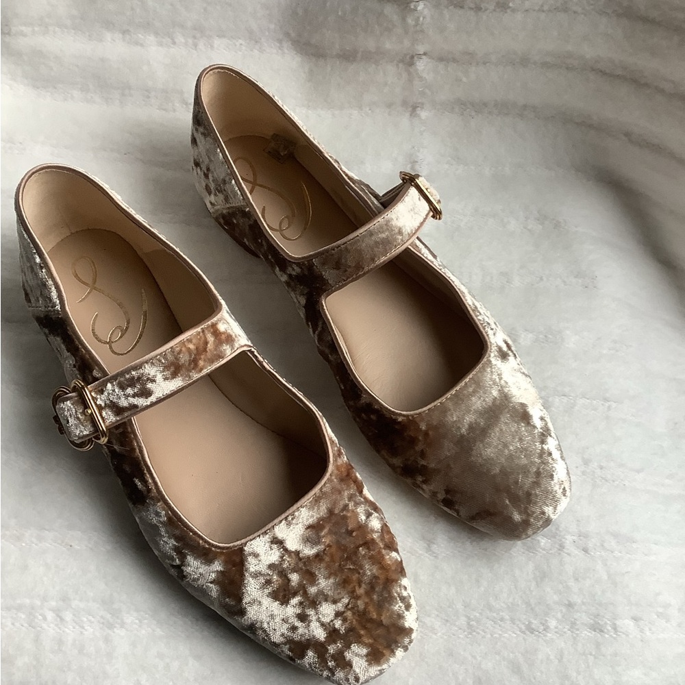 Velvet Mary Jane Flats in Taupe Brown - Sam Edelman
